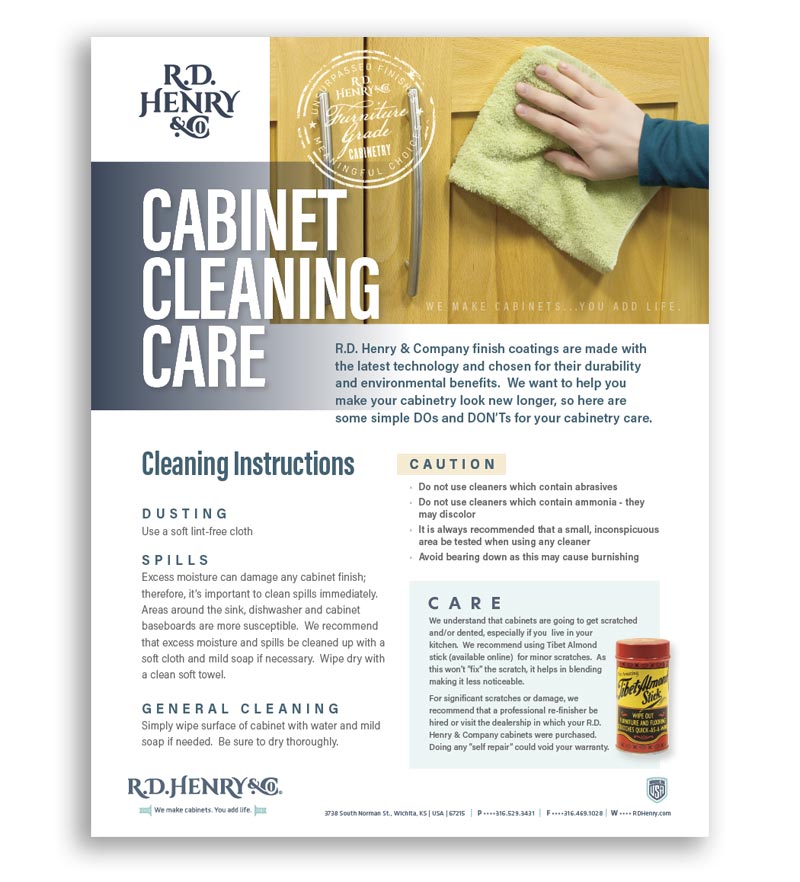 R.D. Henry & Co. Cleaning Cabinetry Instructions